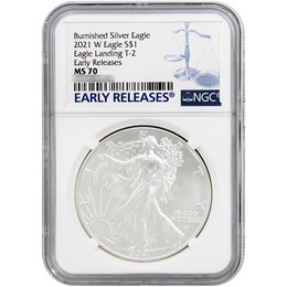 2021 W Burnished Silver Eagle NGC MS70 ER Blue Label 2021 W Burnished Silver Eagle NGC MS70 ER Blue Label