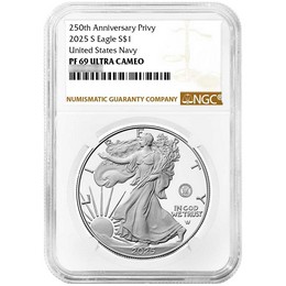 2025 S Proof Silver Eagle 250th Anniversary United States Navy Privy NGC PF69 UC Brown Label 2025 S Proof Silver Eagle 250th Anniversary United States Navy Privy NGC PF69 UC Brown Label