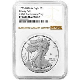 1776-2026 W Proof Silver Eagle 250th Anniversary Liberty Bell Privy NGC PF70 UC Brown Label 1776-2026 W Proof Silver Eagle 250th Anniversary Liberty Bell Privy NGC PF70 UC Brown Label
