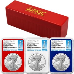 1776-2026 W Proof Silver Eagle 250th Anniversary Liberty Bell Privy NGC PF70 UC FDI Red, White, & Blue Core Set 1st Label 1776-2026 W Proof Silver Eagle 250th Anniversary Liberty Bell Privy NGC PF70 UC FDI Red, White, & Blue Core Set 1st Label