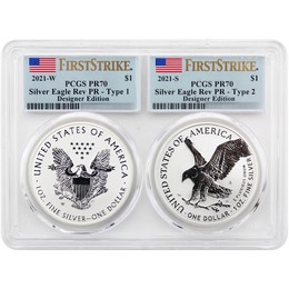 2021 Reverse Proof Silver Eagle 2-Coin Set PCGS PR70 FS Multi-Holder Flag Label 2021 Reverse Proof Silver Eagle 2-Coin Set PCGS PR70 FS Multi-Holder Flag Label