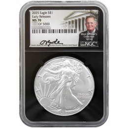 2025 Silver Eagle NGC MS70 ER Black Core David J. Ryder Signed 2025 Silver Eagle NGC MS70 ER Black Core David J. Ryder Signed