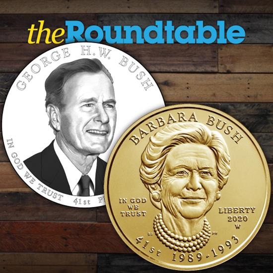 George H.W. Bush $1 Presidential Coin & Barbara Bush First Spouse Coin Designs Official By U.S. Mint