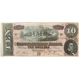 1864 $10 Confederate States of America Note 1864 $10 Confederate States of America Note