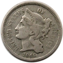 1865 Three Cent Nickel VG/VF Condition 1865 Three Cent Nickel VG/VF Condition