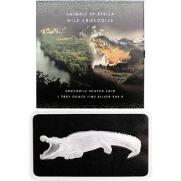 2021 $2 Reverse Proof Solomon Islands 1oz Silver Nile Crocodile Shaped Coin OGP 2021 $2 Reverse Proof Solomon Islands 1oz Silver Nile Crocodile Shaped Coin OGP