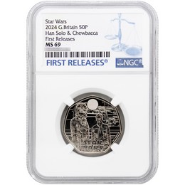 2024 50P Great Britain Star Wars Hans Solo & Chewbacca NGC MS69 FR Blue Label 2024 50P Great Britain Star Wars Hans Solo & Chewbacca NGC MS69 FR Blue Label