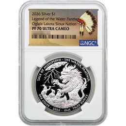 2026 $1 Proof Oglala Lakota Sioux Nation Native American Series 1oz Silver The Legend of the Water Panther NGC PF70 UC Native American Label 2026 $1 Proof Oglala Lakota Sioux Nation Native American Series 1oz Silver The Legend of the Water Panther NGC PF70 UC Native American Label