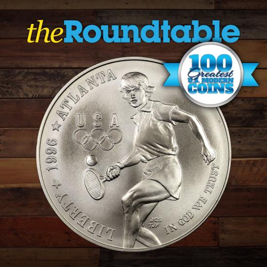 100 Greatest U.S. Modern Coins Series: 1996-D Centennial Olympics (Tennis) Dollar Commemorative 100 Greatest U.S. Modern Coins Series: 1996-D Centennial Olympics (Tennis) Dollar Commemorative