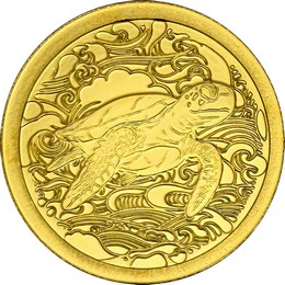 2025 25¢ Proof Pitcairn Islands Ocean Wonders 0.5g Gold Turtle Coin 2025 25¢ Proof Pitcairn Islands Ocean Wonders 0.5g Gold Turtle Coin