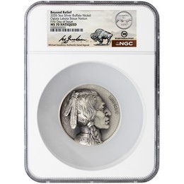 2026 5c Oglala Lakota Sioux Nation Beyond Relief 5oz Silver Buffalo Nickel NGC MS70 Antiqued FDI Gaudioso Signed Label 2026 5c Oglala Lakota Sioux Nation Beyond Relief 5oz Silver Buffalo Nickel NGC MS70 Antiqued FDI Gaudioso Signed Label