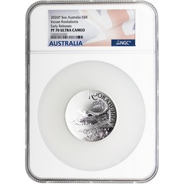 2026 P $8 Proof Australia 5oz Incuse Silver High Relief Kookaburra NGC PF70 UC ER Australia Flag Label 2026 P $8 Proof Australia 5oz Incuse Silver High Relief Kookaburra NGC PF70 UC ER Australia Flag Label