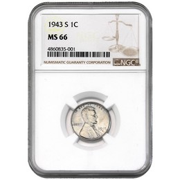1943-S Lincoln (Steel) Cent NGC MS-66 1943-S Lincoln (Steel) Cent NGC MS-66