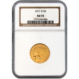1911-D $5 Gold Indian NGC AU-55 1911-D $5 Gold Indian NGC AU-55