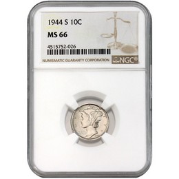 1944 S Mercury Dime NGC MS66 1944 S Mercury Dime NGC MS66