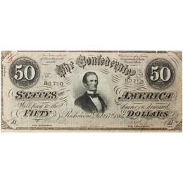1864 $50 Confederate Currency Note Very Good Condition 1864 $50 Confederate Currency Note Very Good Condition