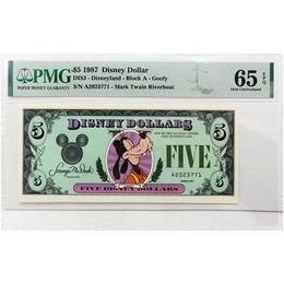 1987 $5 Disney Note (Goofy) PMG 65 (EPQ) 1987 $5 Disney Note (Goofy) PMG 65 (EPQ)