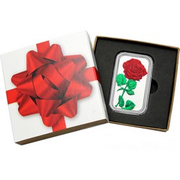 Red Rose 1oz .999 Silver Bar Enameled in Gift Box Red Rose 1oz .999 Silver Bar Enameled in Gift Box