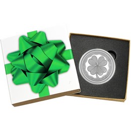 Lucky Four Leaf Clover 1oz .999 Silver Medallion in Gift Box Lucky Four Leaf Clover 1oz .999 Silver Medallion in Gift Box