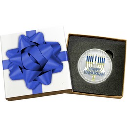 2025 Happy Hanukkah 1oz .999 Silver Medallion Enameled in Gift Box 2025 Happy Hanukkah 1oz .999 Silver Medallion Enameled in Gift Box