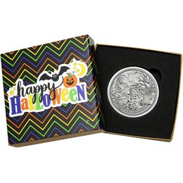 Happy Halloween Graveyard Mummy 1oz .999 Silver Medallion in Gift Box Happy Halloween Graveyard Mummy 1oz .999 Silver Medallion in Gift Box