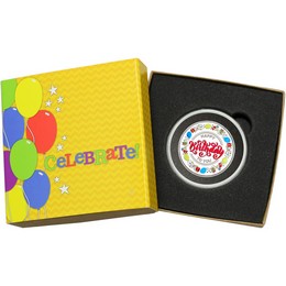 Happy Birthday To You 1/2oz .999 Silver Medallion Enameled in Gift Box Happy Birthday To You 1/2oz .999 Silver Medallion Enameled in Gift Box