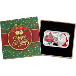 2026 Merry Christmas Santa and Reindeer Hugs 1oz .999 Silver Bar Enameled in Gift Box 2026 Merry Christmas Santa and Reindeer Hugs 1oz .999 Silver Bar Enameled in Gift Box