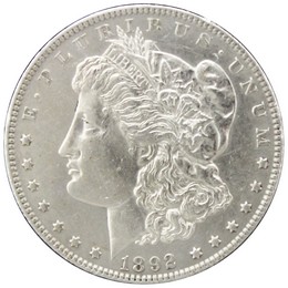 1892 Morgan Silver Dollar Almost Uncirculated - Brilliant Uncirculated 1892 Morgan Silver Dollar Almost Uncirculated - Brilliant Uncirculated