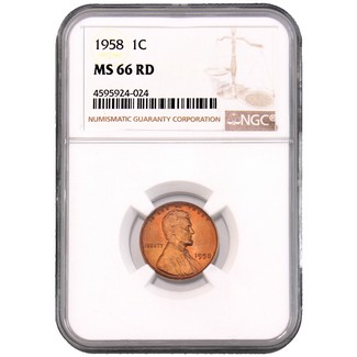1958 Lincoln Cent NGC MS-66 RD