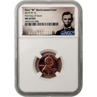 2019 W Lincoln Cent NGC MS69 RD First Day Issue from the Uncirculated Coin Set Lincoln Portrait