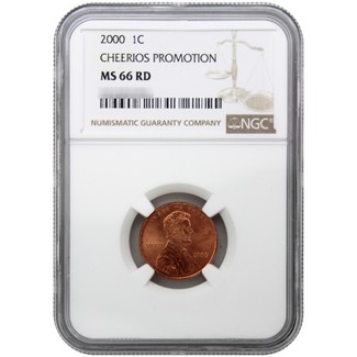 2000 Lincoln Cent NGC MS66 RD Cheerios Promotion