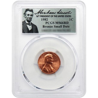 1982 P Lincoln Cent PCGS MS66 RD Bronze Small Date Lincoln Label
