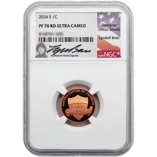 2024 S Proof Lincoln Cent NGC PF70 RD Ultra Cameo Lyndall Bass Signed