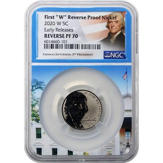 2020 W Jefferson Nickel NGC REVERSE PF70 Early Releases Portrait Label White House Core