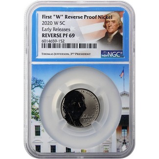 2020 W Jefferson Nickel NGC REVERSE PF69 Early Releases Portrait Label White House Core