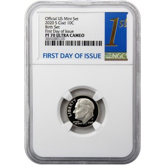 2020 S Clad Proof Roosevelt Dime "Birth Set" NGC PF70 Ultra Cameo First Day Issue 1st Label