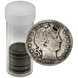 Roll of 20 Barber Quarters in average circulated condition