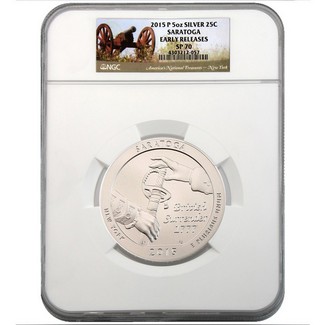 2015 P Saratoga NHP 5oz Silver Quarter NGC SP70 Early Releases