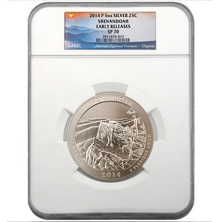 2014 P Shenandoah 5oz Silver Quarter NGC SP70 Early Releases