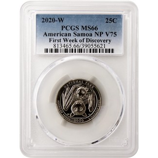 2020 W 'V75' American Samoa Quarter PCGS MS66 First Week of Discovery Blue Label