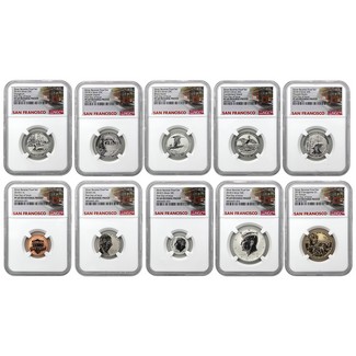 2018 San Francisco Mint Silver Reverse Proof Set NGC PF69 First Day Issue