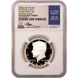 2018 S 'Limited Edition Set' Kennedy Half NGC PF70 Ultra Cameo First Day Issue Mercanti Signed