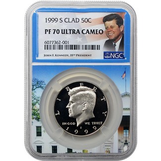 1999 S Clad Kennedy Half Dollar NGC PF70  UC Portrait Label/White House Core