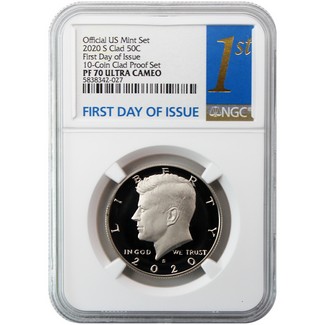 2020 S Clad Kennedy Half Dollar NGC PF70 Ultra Cameo First Day Issue from 10-Coin Clad Proof Set 1st