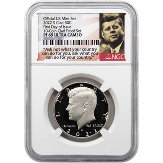 2022 S Clad Proof Kennedy Half from the 10-Coin Clad Proof Set NGC PF69 UC FDI "Ask Not" Label