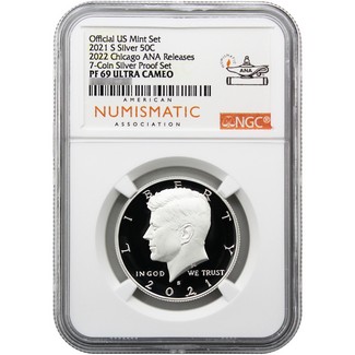 2021 S Silver Kennedy half Dollar NGC PF69 Ultra Cameo 2022 ANA Releases ANA Label