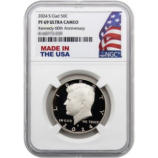 2024 S Clad Proof Kennedy Half Dollar NGC PF69 Ultra Cameo Made in the USA Holder