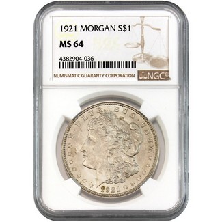 1921 Morgan Dollar NGC MS-64