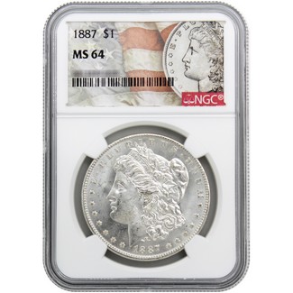 1887 P Morgan Dollar NGC MS64 Morgan/Flag Label