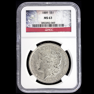 1889 P Morgan Dollar NGC MS63 Morgan/Flag Label